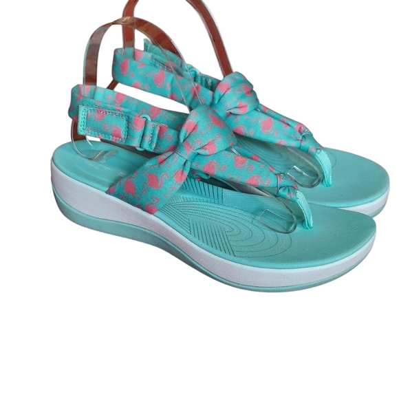 Clarks Arla Nicole Womens Slingback Sandal Flamingo Aqua Print Women's - Picture 4 of 16